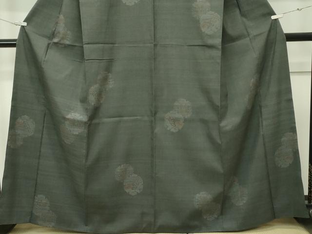 平和屋本店●極上　本場結城紬　重要無形文化財　160亀甲　飛び亀甲柄　雪輪草花文　藍媚茶色地　逸品　CZAA5762s6
