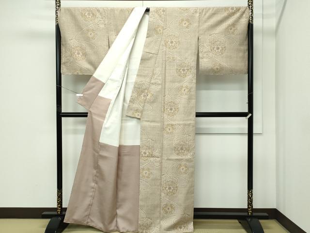 平和屋本店●極上 人間国宝 田中林次 本場結城紬 重要無形文化財 結織苑 100亀甲 鏡裏花文 やまと誂製 証紙・反端付 逸品 未使用CZAA5764s6