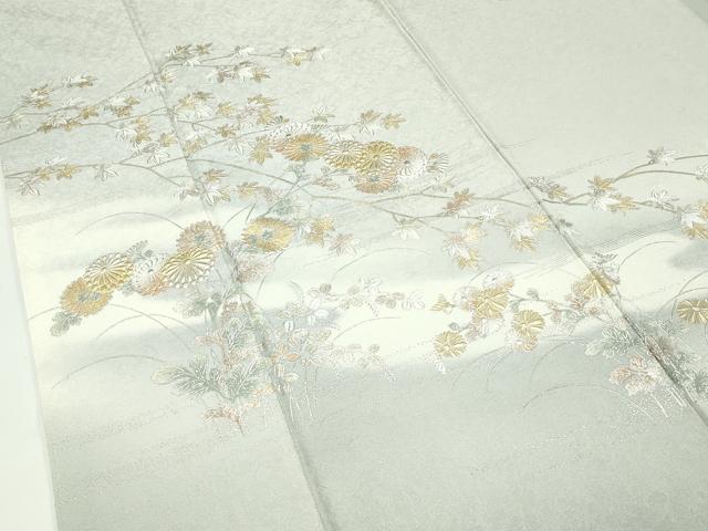 平和屋本店●極上 金彩友禅 卓越技能者・名工・和田光正 訪問着 菊楓文 暈し染め 金銀彩 蕎麦切色地 京都きもの友禅扱い 逸品 CZAA5766s6