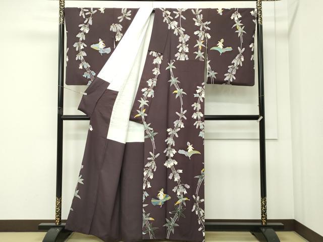 平和屋本店●極上　本加賀友禅作家　宮野勇造　訪問着　釣鐘人参立涌文　赤墨色地　証紙付き　逸品　CZAA5769s6