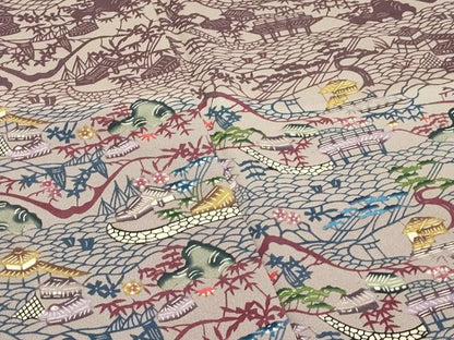 平和屋本店●最高級　城間栄順　本場琉球紅型　訪問着　風景文　三越扱い　逸品　CZAA5770s6