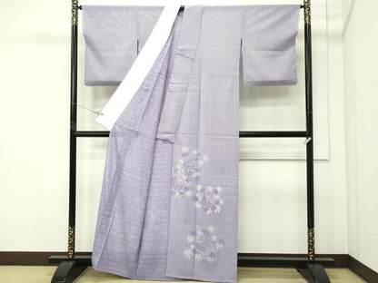 平和屋本店＊極上　夏物　人間国宝　小宮康孝　色留訪問着　江戸小紋　絽　鮫小紋柄　花鳥筏文　両面染　三越扱　逸品　未使用　CZAA5771s6
