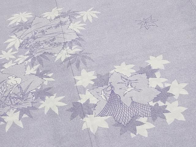 平和屋本店＊極上　夏物　人間国宝　小宮康孝　色留訪問着　江戸小紋　絽　鮫小紋柄　花鳥筏文　両面染　三越扱　逸品　未使用　CZAA5771s6