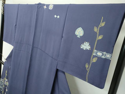 平和屋本店●極上　創業460年・千總　訪問着　中国三大刺繍　相良刺繍　草花文　褐色地　逸品　CZAA5800s6