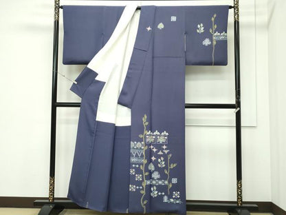 平和屋本店●極上　創業460年・千總　訪問着　中国三大刺繍　相良刺繍　草花文　褐色地　逸品　CZAA5800s6