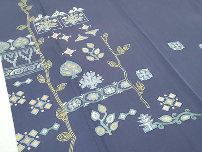 平和屋本店●極上　創業460年・千總　訪問着　中国三大刺繍　相良刺繍　草花文　褐色地　逸品　CZAA5800s6