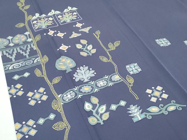 平和屋本店●極上　創業460年・千總　訪問着　中国三大刺繍　相良刺繍　草花文　褐色地　逸品　CZAA5800s6