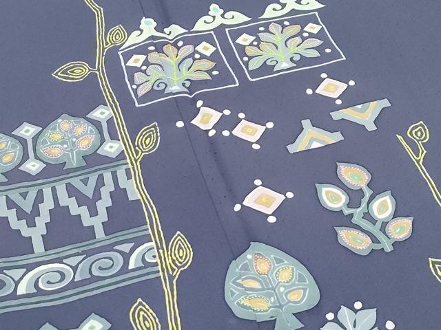平和屋本店●極上　創業460年・千總　訪問着　中国三大刺繍　相良刺繍　草花文　褐色地　逸品　CZAA5800s6
