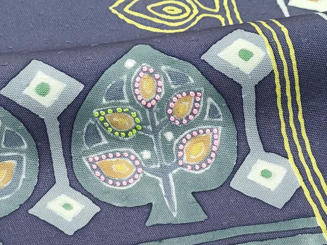 平和屋本店●極上　創業460年・千總　訪問着　中国三大刺繍　相良刺繍　草花文　褐色地　逸品　CZAA5800s6