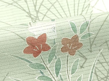 平和屋本店＊極上　夏物　洗える最高級着物　＜英＞はなぶさ謹製　訪問着　絽　草花文　柳鼠色地　たとう紙付き　逸品　CZAA5803s6