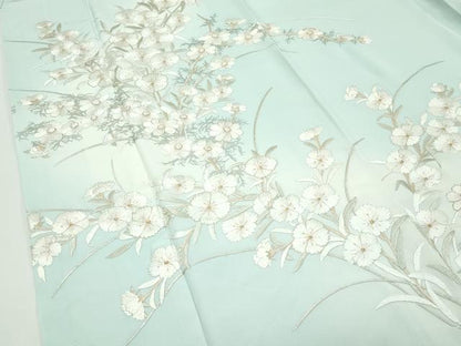 平和屋本店●極上　訪問着　総手刺繍　中国三大刺繍　相良刺繍　草花文　暈し染め　金糸　柳鼠色地　逸品　CZAA5806s6