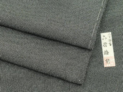 平和屋本店●極上 人間国宝 初代 六谷梅軒(六谷紀久男) 錐彫り 重要無形文化 財伊勢型紙 江戸小紋 角通し 黒地 逸品 未使用 CZAA5810s6
