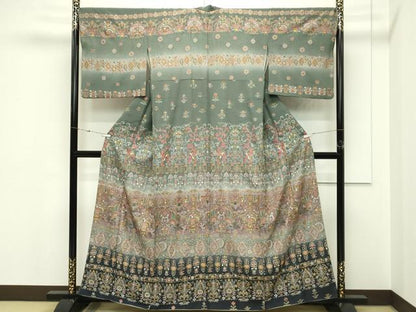 平和屋本店●極上　訪問着　中国三大刺繍　スワトウ刺繍　孔雀更紗唐草文　暈し染め　金糸　ますいわ屋扱い　逸品　CZAA5811s6
