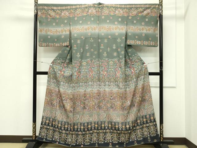 平和屋本店●極上　訪問着　中国三大刺繍　スワトウ刺繍　孔雀更紗唐草文　暈し染め　金糸　ますいわ屋扱い　逸品　CZAA5811s6