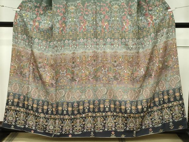 平和屋本店●極上　訪問着　中国三大刺繍　スワトウ刺繍　孔雀更紗唐草文　暈し染め　金糸　ますいわ屋扱い　逸品　CZAA5811s6