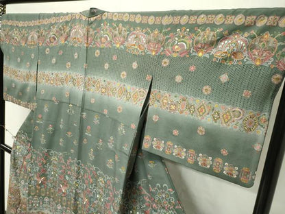 平和屋本店●極上　訪問着　中国三大刺繍　スワトウ刺繍　孔雀更紗唐草文　暈し染め　金糸　ますいわ屋扱い　逸品　CZAA5811s6