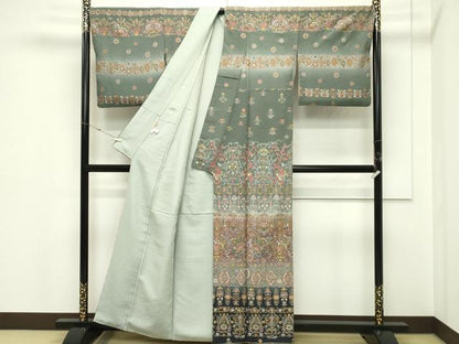 平和屋本店●極上　訪問着　中国三大刺繍　スワトウ刺繍　孔雀更紗唐草文　暈し染め　金糸　ますいわ屋扱い　逸品　CZAA5811s6