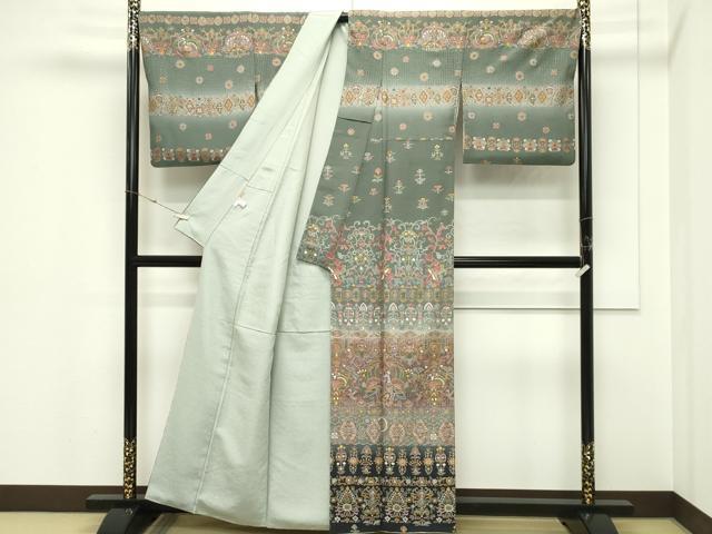 平和屋本店●極上　訪問着　中国三大刺繍　スワトウ刺繍　孔雀更紗唐草文　暈し染め　金糸　ますいわ屋扱い　逸品　CZAA5811s6