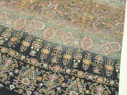 平和屋本店●極上　訪問着　中国三大刺繍　スワトウ刺繍　孔雀更紗唐草文　暈し染め　金糸　ますいわ屋扱い　逸品　CZAA5811s6