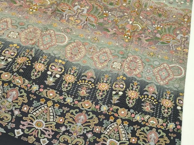 平和屋本店●極上　訪問着　中国三大刺繍　スワトウ刺繍　孔雀更紗唐草文　暈し染め　金糸　ますいわ屋扱い　逸品　CZAA5811s6