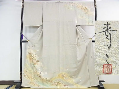 平和屋着物●京友禅の第一人者 松井青々 訪問着 吉祥花文 金彩 逸品 DAAC1006eee