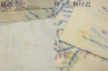 平和屋着物■夏物　小紋　紗　流水草花文　洗える着物　DAAF4646ud