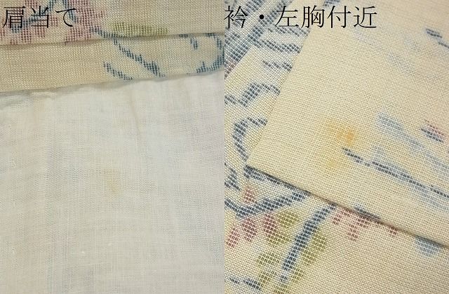 平和屋着物■夏物　小紋　紗　流水草花文　洗える着物　DAAF4646ud