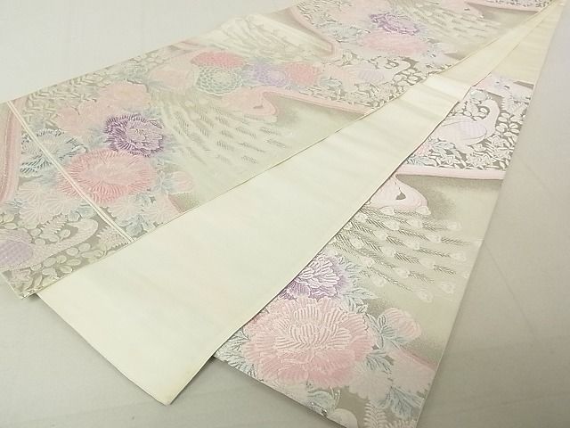 平和屋着物◎六通柄袋帯 唐織 孔雀花文 金銀糸 逸品 DAAG5646tw