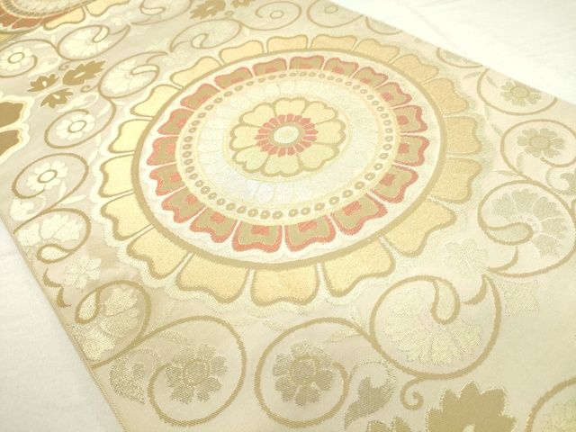 平和屋着物■六通柄　本袋帯　正倉院花文　金糸　逸品　DAAG8787az