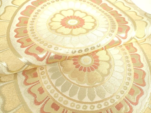 平和屋着物■六通柄　本袋帯　正倉院花文　金糸　逸品　DAAG8787az
