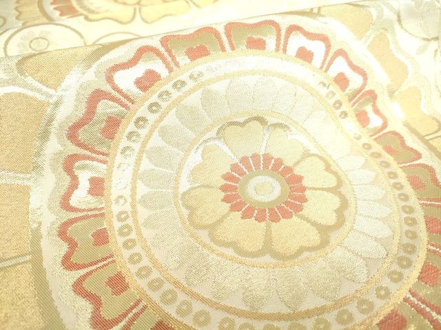 平和屋着物■六通柄　本袋帯　正倉院花文　金糸　逸品　DAAG8787az