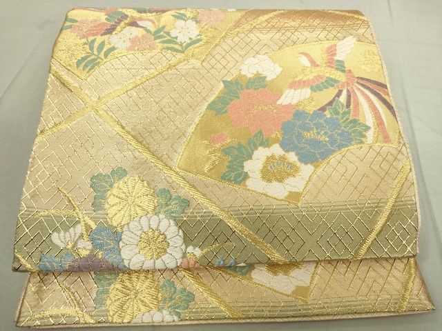 平和屋着物■佐賀錦 六通柄袋帯 地紙鳳凰草花文 金糸 逸品 DAAH3743ar