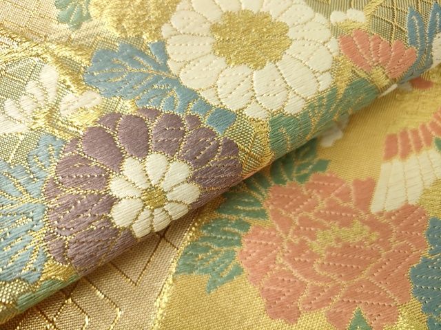 平和屋着物■佐賀錦 六通柄袋帯 地紙鳳凰草花文 金糸 逸品 DAAH3743ar