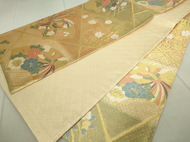 平和屋着物■佐賀錦 六通柄袋帯 地紙鳳凰草花文 金糸 逸品 DAAH3743ar