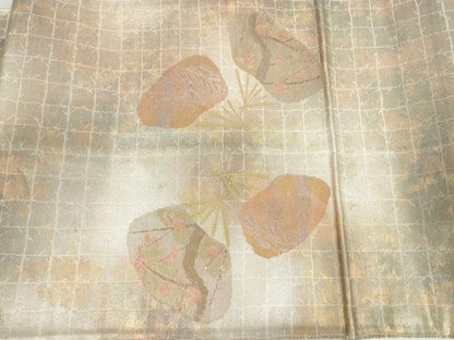 平和屋着物◎六通太鼓柄袋帯 扇面花文 金糸 引箔 逸品 DAAH4478cf