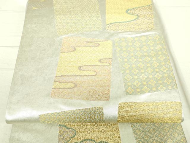 平和屋着物●六通柄袋帯 色紙小紋 金糸 引箔 正絹 逸品 DAAH7505sf
