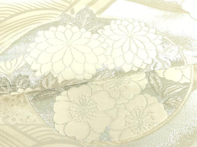 平和屋着物●六通柄袋帯 草花丸文 銀糸 正絹 逸品 DAAH7525sf