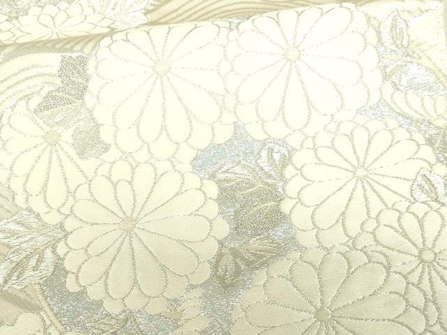 平和屋着物●六通柄袋帯 草花丸文 銀糸 正絹 逸品 DAAH7525sf