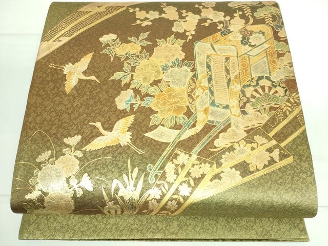 平和屋着物■太鼓柄袋帯 御所車花文 金銀彩 逸品 DAAH8848ic