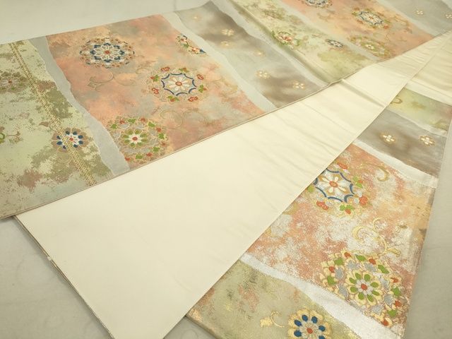 平和屋着物■六通柄袋帯 正倉院花文 金銀糸 引箔 逸品 DAAI1899jm
