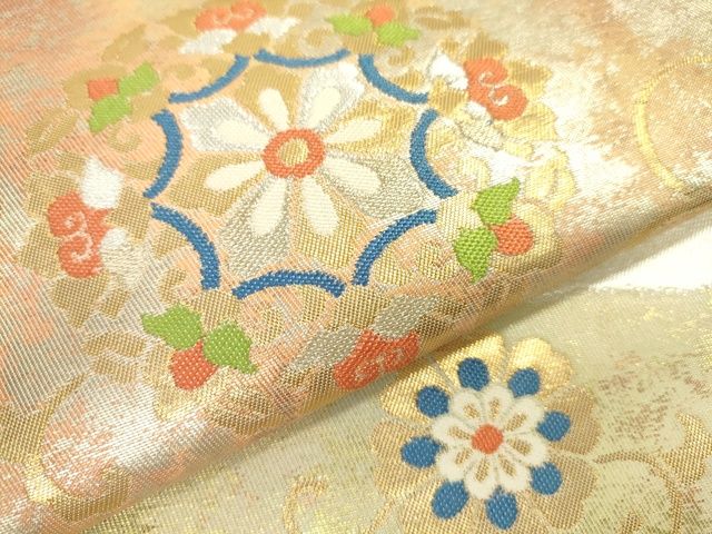 平和屋着物■六通柄袋帯 正倉院花文 金銀糸 引箔 逸品 DAAI1899jm