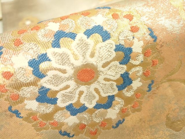 平和屋着物■六通柄袋帯 正倉院花文 金銀糸 引箔 逸品 DAAI1899jm
