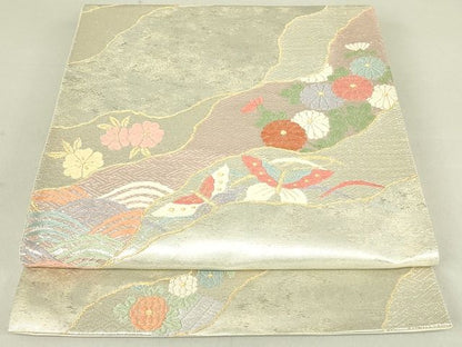 平和屋着物◎六通柄袋帯 唐織 道長花蝶文 金銀糸 引箔 逸品 DAAI2608ox
