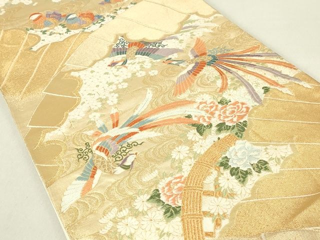 平和屋着物◎六通柄袋帯 唐織 花島御苑 金糸 逸品 DAAI2611ox