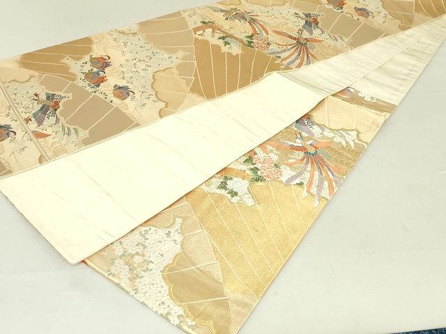 平和屋着物◎六通柄袋帯 唐織 花島御苑 金糸 逸品 DAAI2611ox