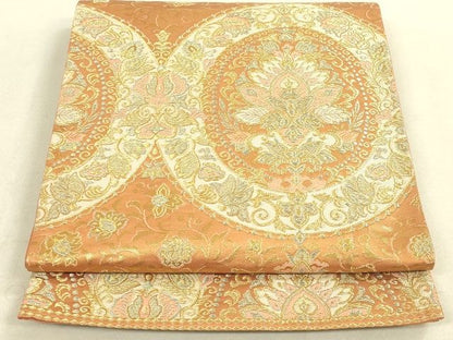 平和屋着物◎六通柄袋帯 洋花文 金糸 逸品 DAAI2619ox