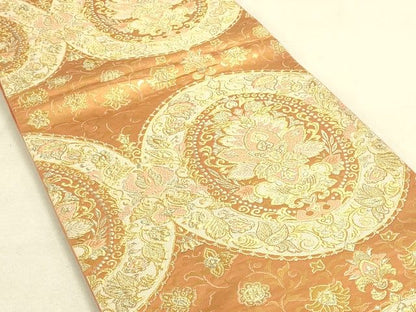 平和屋着物◎六通柄袋帯 洋花文 金糸 逸品 DAAI2619ox