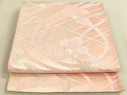 平和屋着物◎六通柄袋帯 紐文 銀糸 逸品 DAAI2626ox