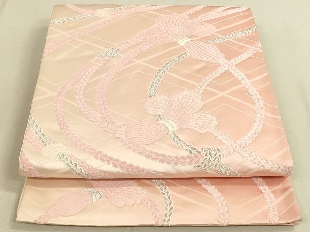 平和屋着物◎六通柄袋帯 紐文 銀糸 逸品 DAAI2626ox
