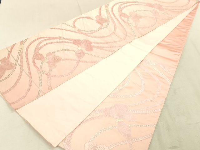 平和屋着物◎六通柄袋帯 紐文 銀糸 逸品 DAAI2626ox